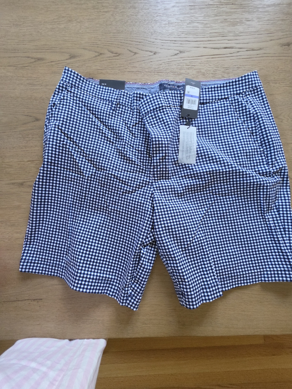 Women's Navy and White Gingham Shorts
